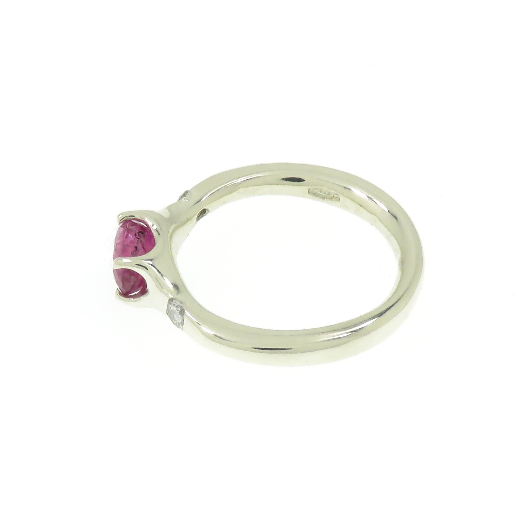 Ruby Diamonds 9 Karat White Gold Band Ring Handcrafted For Sale 3