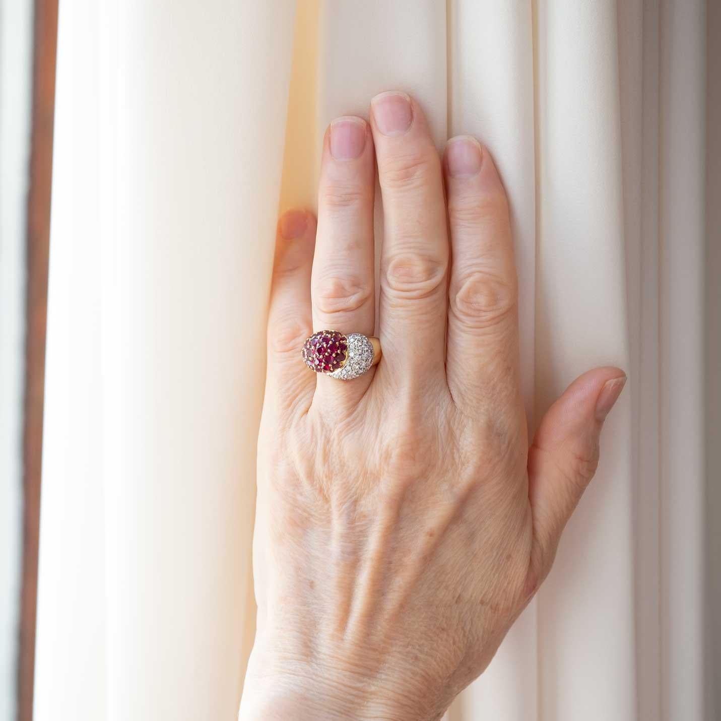 Round Cut Ruby & Diamonds Cocktail Ring