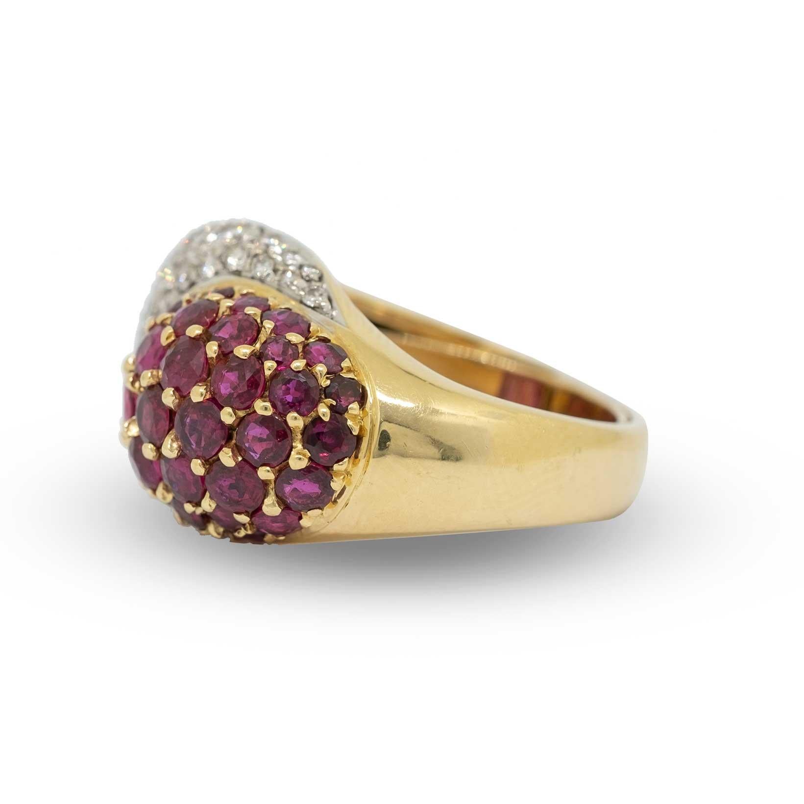 Ruby & Diamonds Cocktail Ring In Good Condition In Milano, MI
