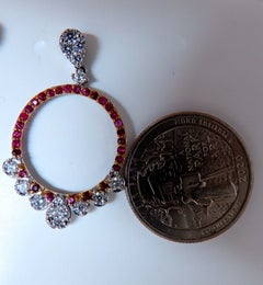 Boucles d'oreilles Rubis Diamants Cercle Or 14kt Naturel