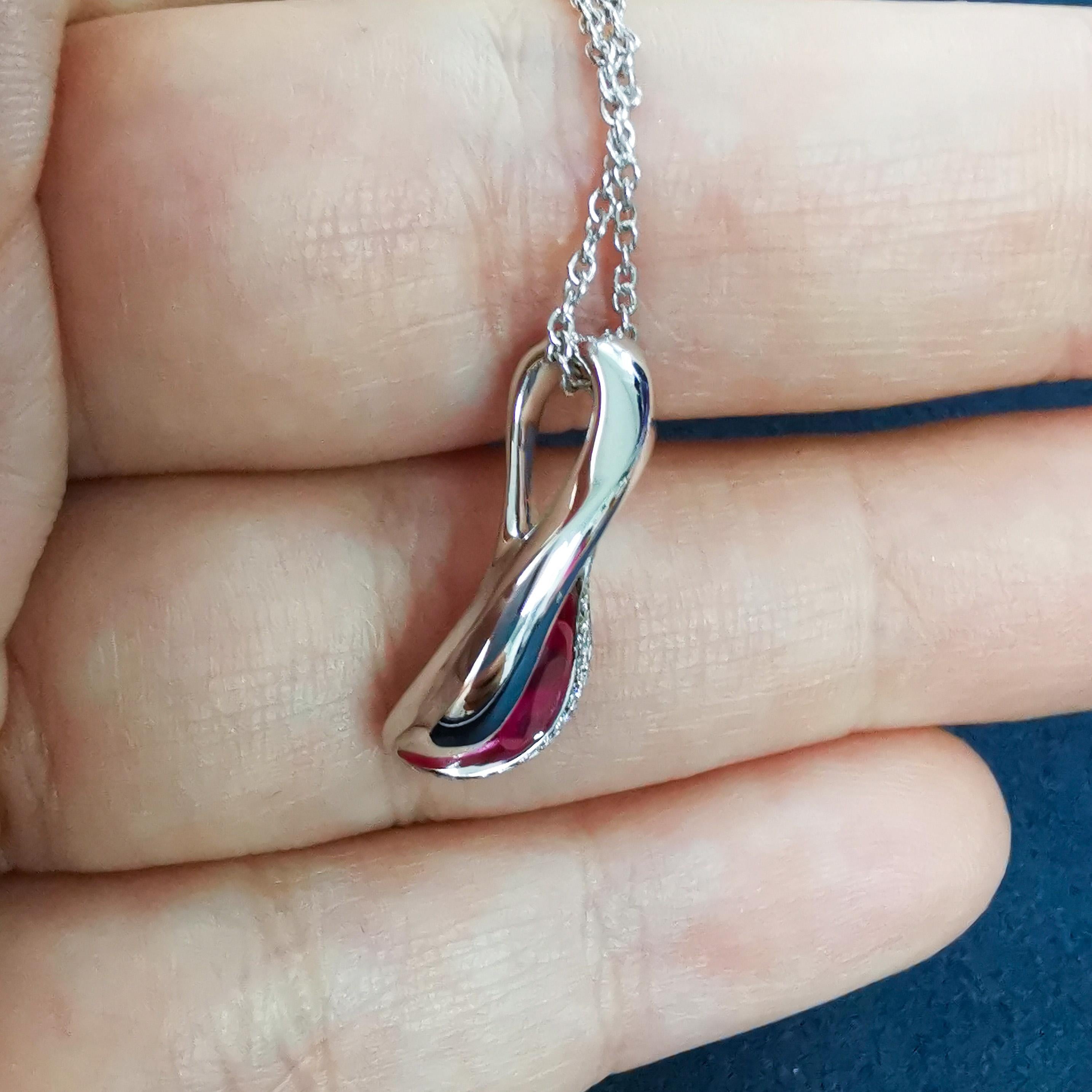 Ruby Diamonds Enamel 18 Karat White Gold Melted Colors Pendant In New Condition For Sale In Bangkok, TH