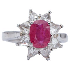 Ruby, Diamonds, Platinum Retrò Ring.