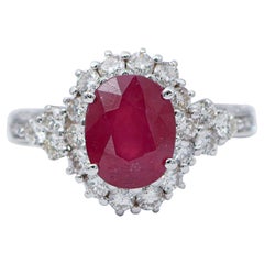 Ruby, Diamonds, Platinum Ring