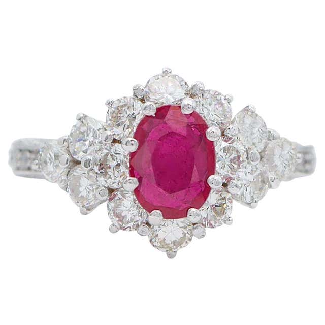 Ruby Diamond Platinum Ring For Sale at 1stDibs