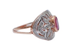 Ruby, Diamonds, Rose Gold and Silver Ring.