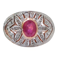 Ruby, Diamonds, Rose Gold and Silver Ring.