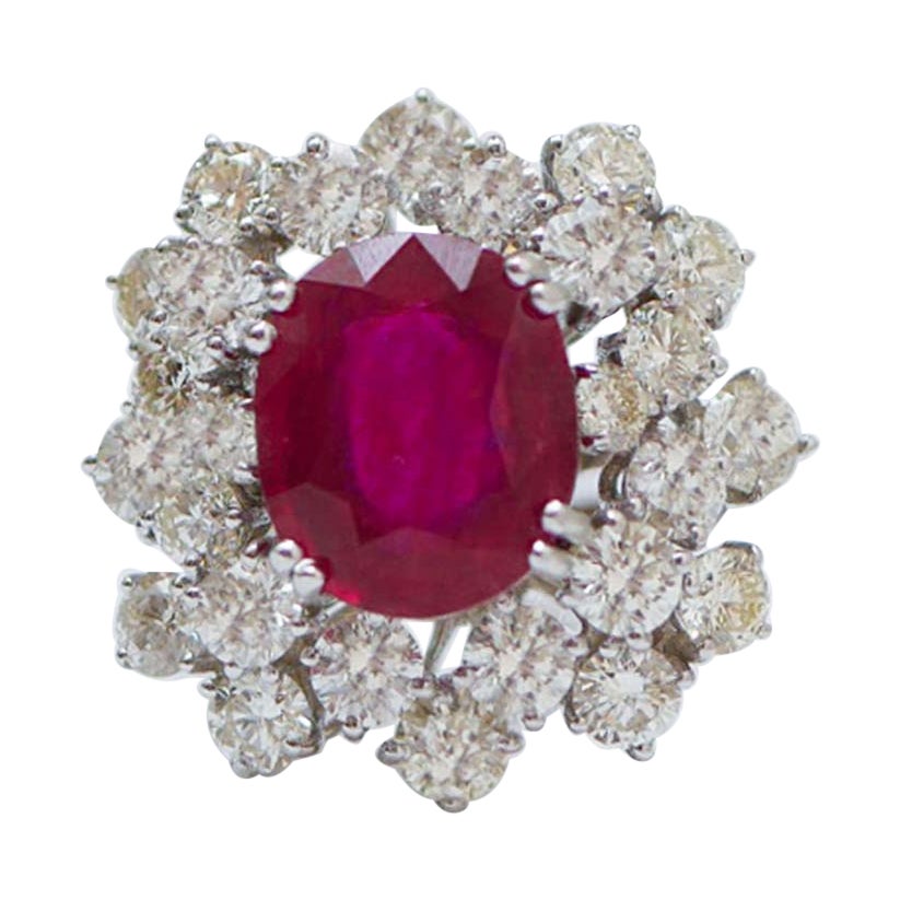 Ruby, Diamonds, White Gold Ring.