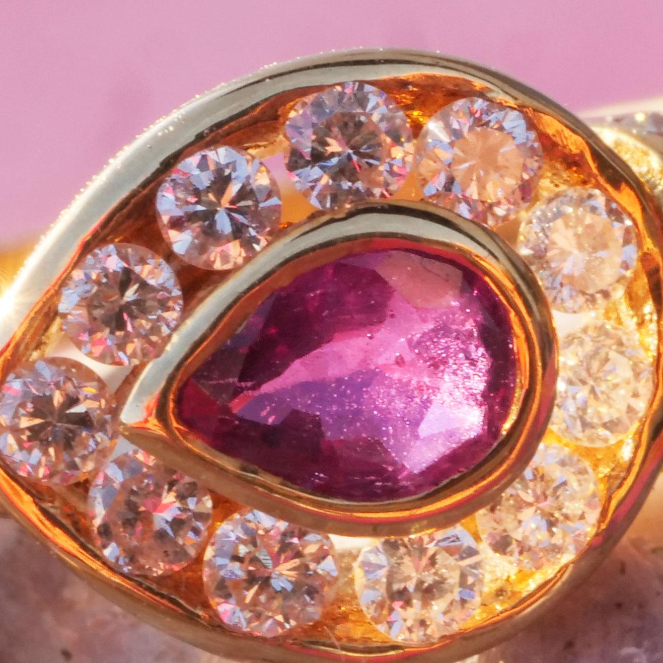 Rubin-Tropfen- Brillant-Ring, neu, Prinzessinnenstil, 0,25 Karat, SI, rosa, rot im Angebot 5