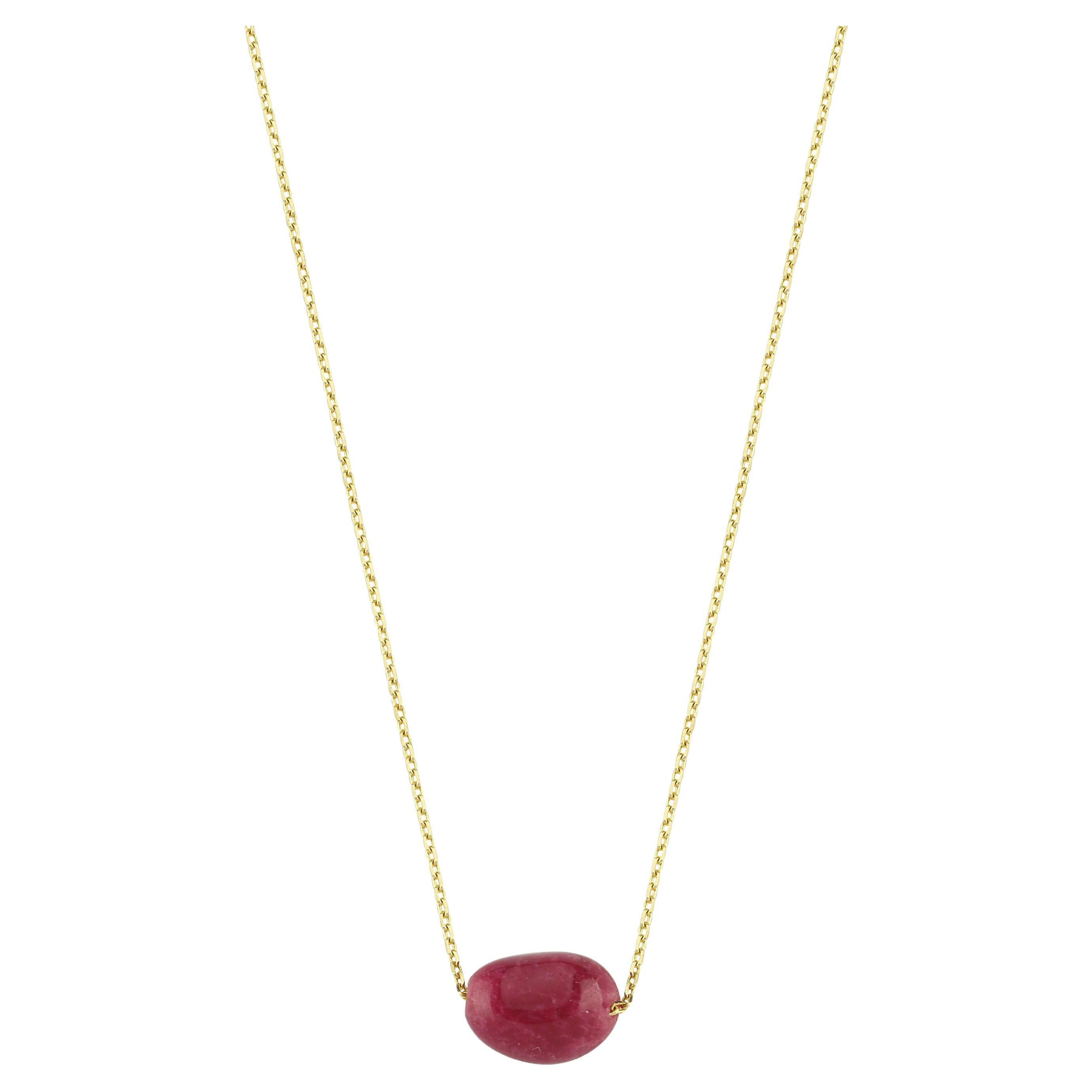 14k Gold Root Ruby Bead Necklace For Sale