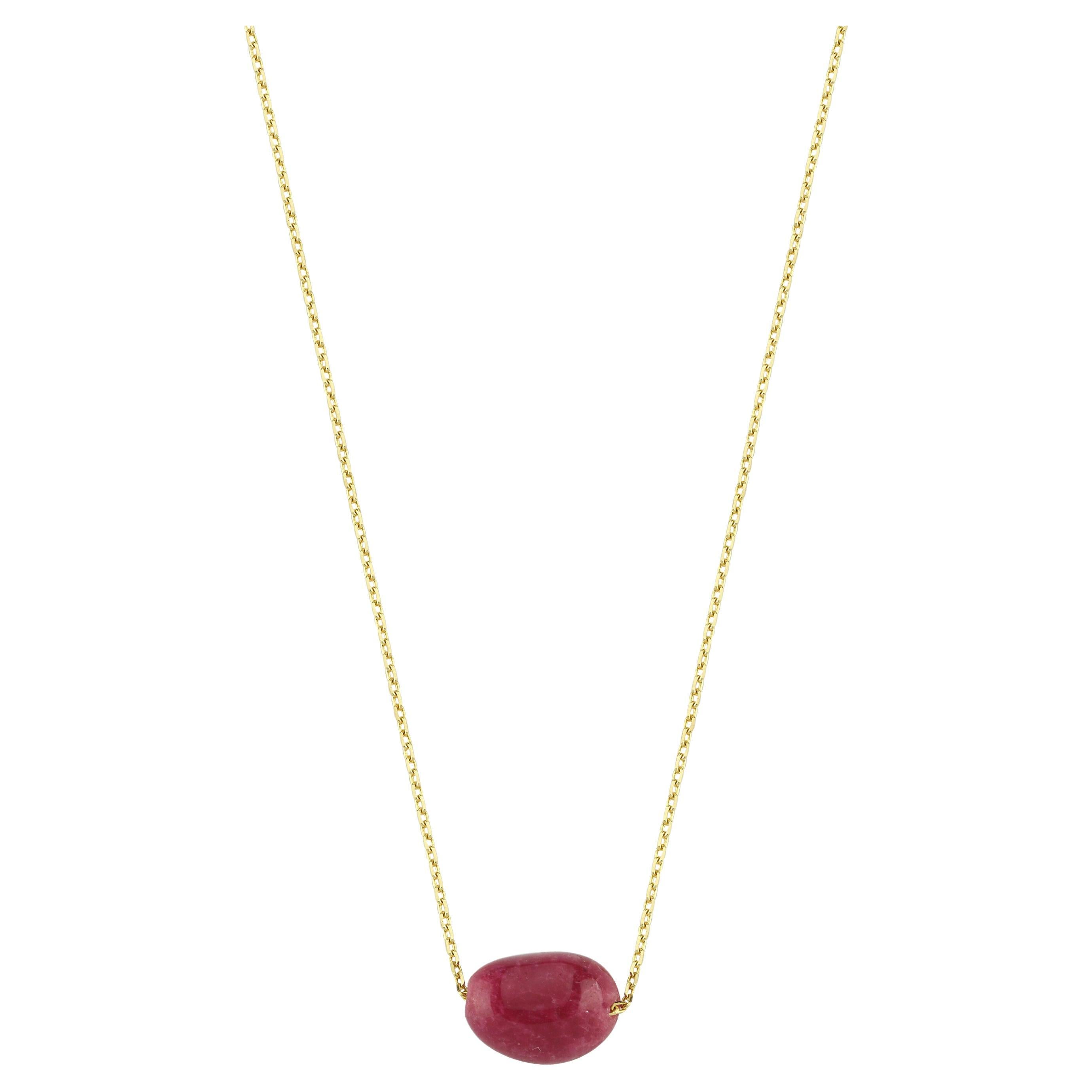 14k Gold Root Ruby Bead Necklace