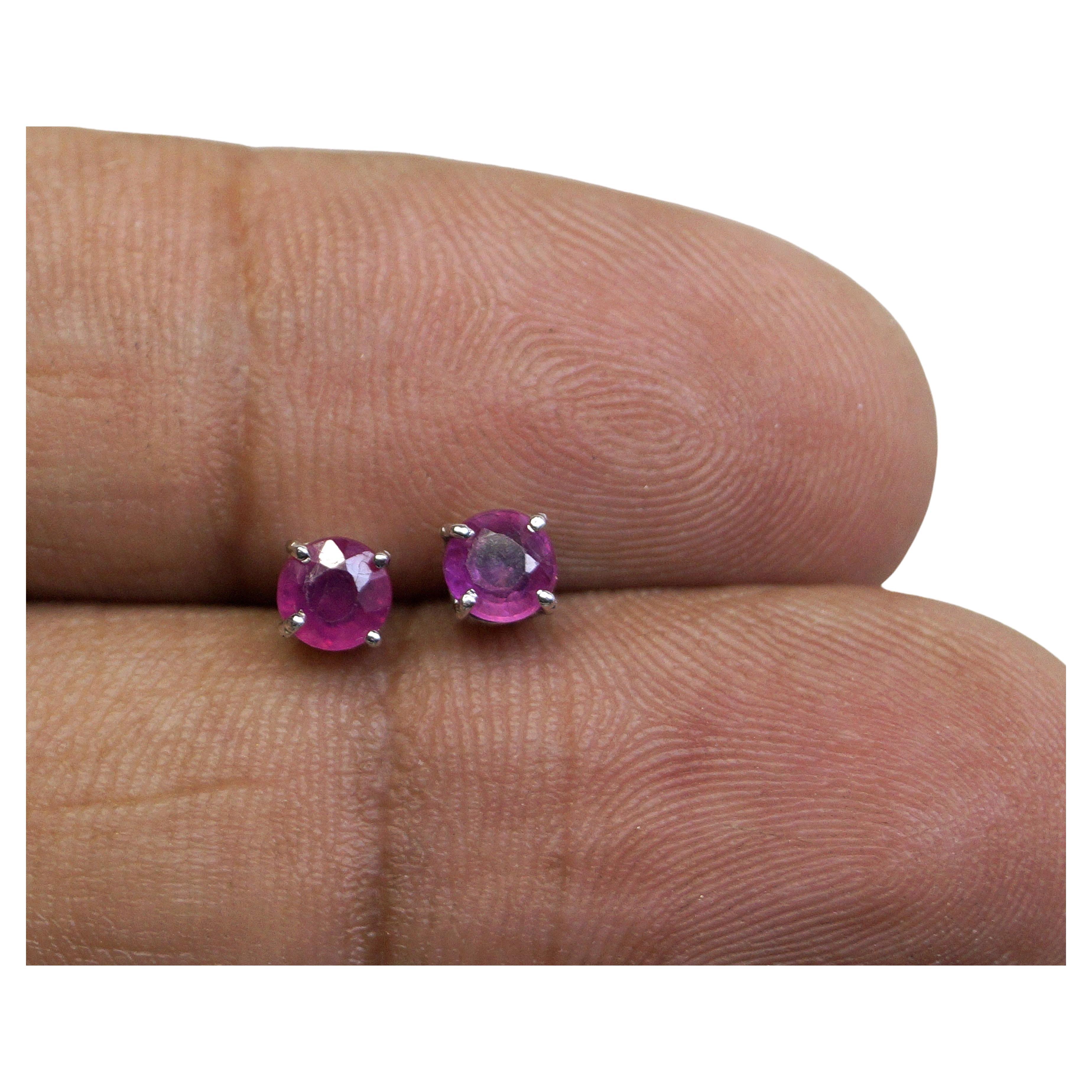 Art Deco Ruby Earring Certified 1.00ctw Burma Ruby 925 Sterling Silver Earring For Sale