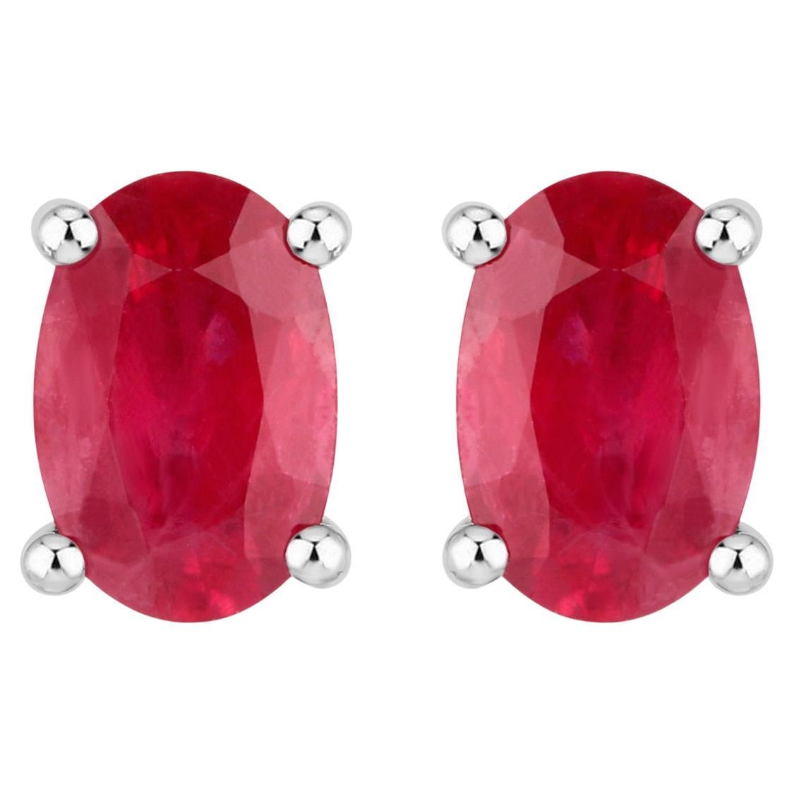 Orecchini di rubini 1,02 carati in oro bianco 10K