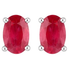 Orecchini di rubini 1,02 carati in oro bianco 10K