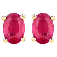 Ruby Earrings 1.02 Carats 10K Yellow Gold