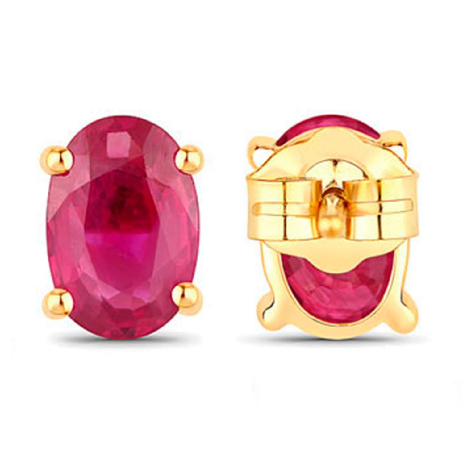 Ruby Earrings 1.02 Carats 14K Yellow Gold Excellent état - En vente à Punta Gorda, FL