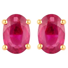 Ruby Earrings 1.02 Carats 14K Yellow Gold