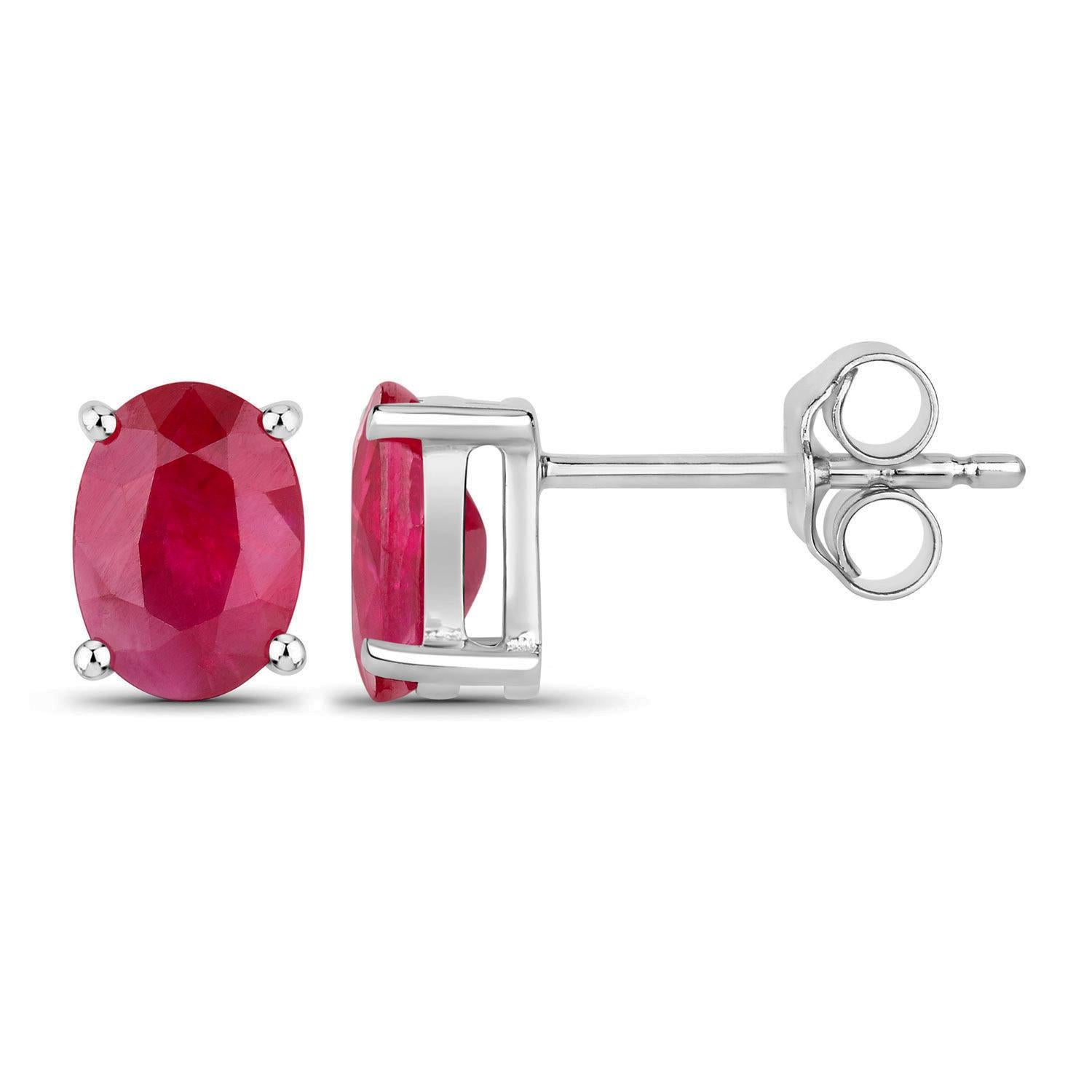 Contemporaneo Ruby Earrings 1.68 Carats 14K White Gold in vendita
