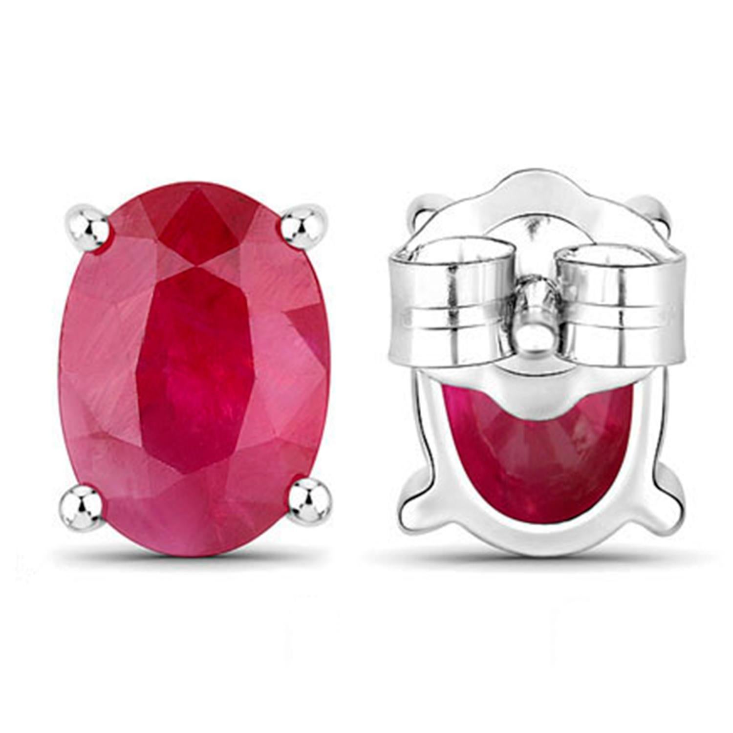 Ruby Earrings 1.68 Carats 14K White Gold In condizioni ottime in vendita a Punta Gorda, FL