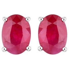 Ruby Earrings 1.68 Carats 14K White Gold