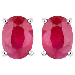 Ruby Earrings 1.68 Carats 14K White Gold