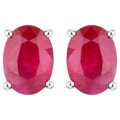 Ruby Earrings 1.68 Carats 14K White Gold