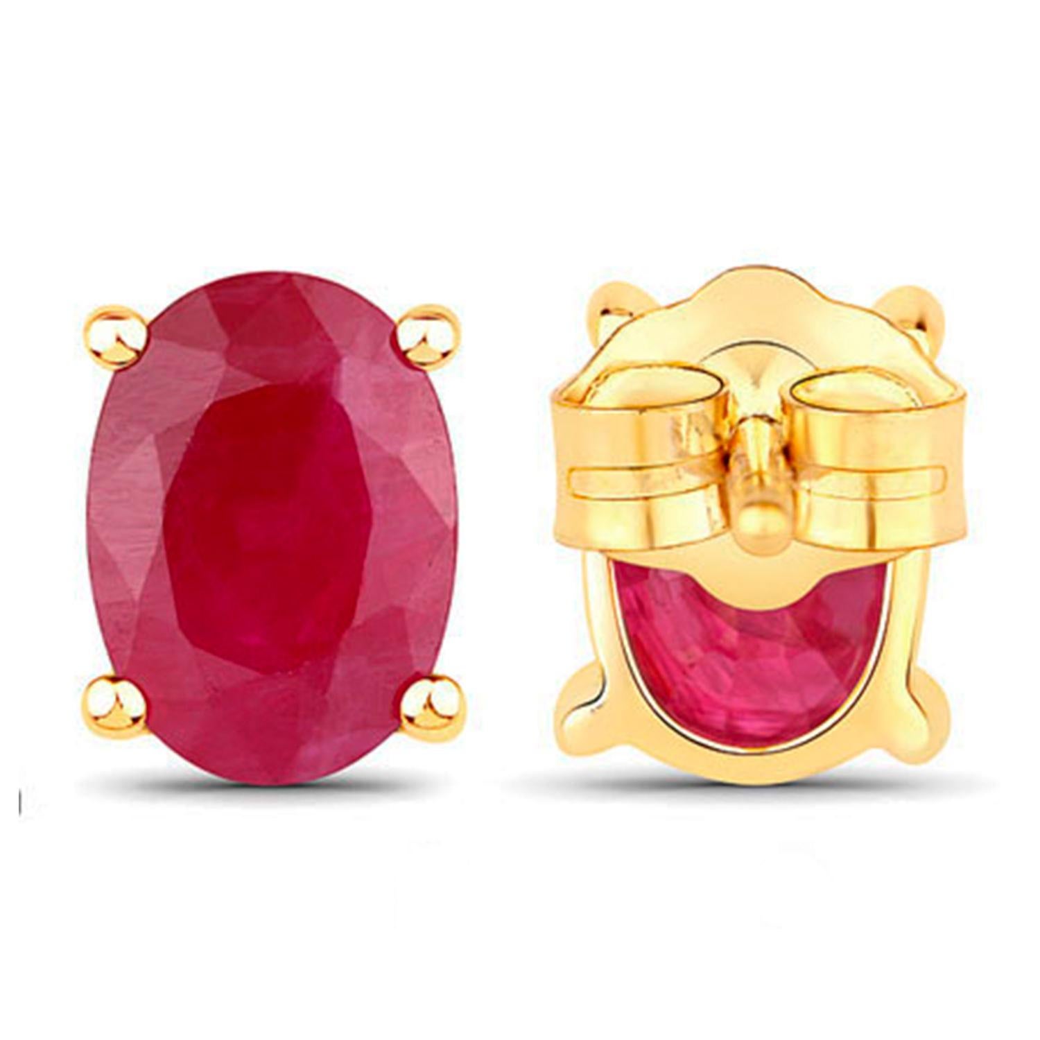 Ruby Earrings 1.68 Carats 14K Yellow Gold Excellent état - En vente à Punta Gorda, FL