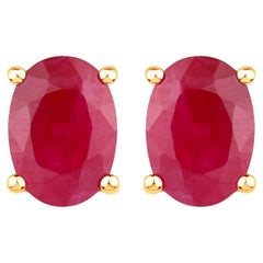 Ruby Earrings 1.68 Carats 14K Yellow Gold
