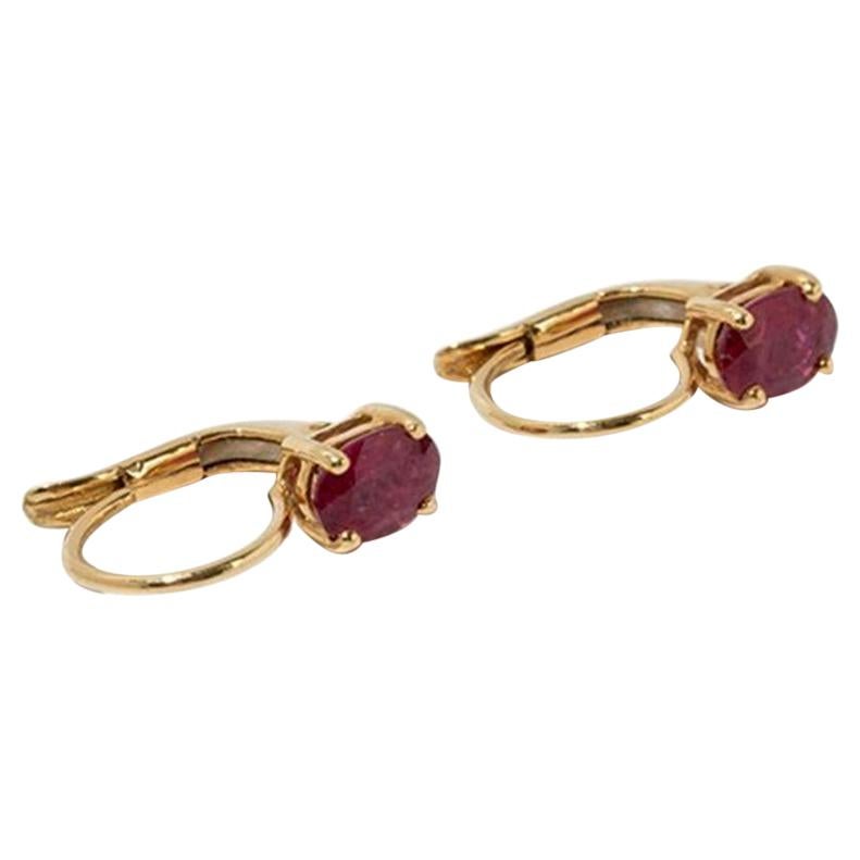 Ruby Earrings, 750 Yellow Gold