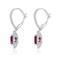 Ruby Earrings CDC Certified 2.84 Carats Vivid Pinkish Red