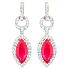 Rubin-Ohrringe Diamanten 1,2 Karat 14K Gelbgold