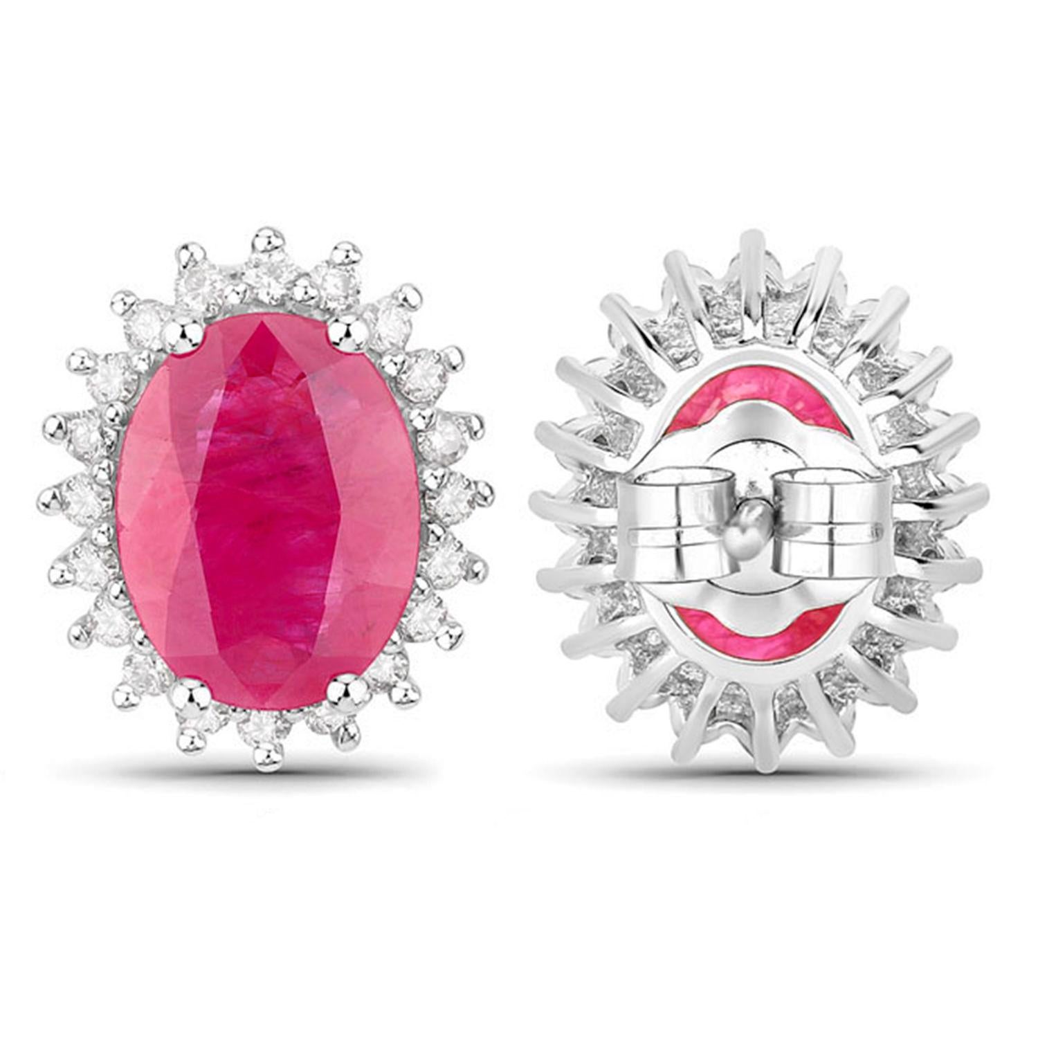 Ruby Earrings Diamonds 3.12 Carats 14K White Gold In condizioni ottime in vendita a Punta Gorda, FL