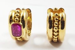 Ruby Earrings Set in 18 Karat Gold Settings
