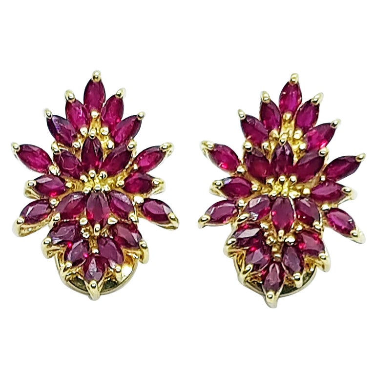 Ruby Earrings Set in 18 Karat Gold Settings For Sale at 1stDibs