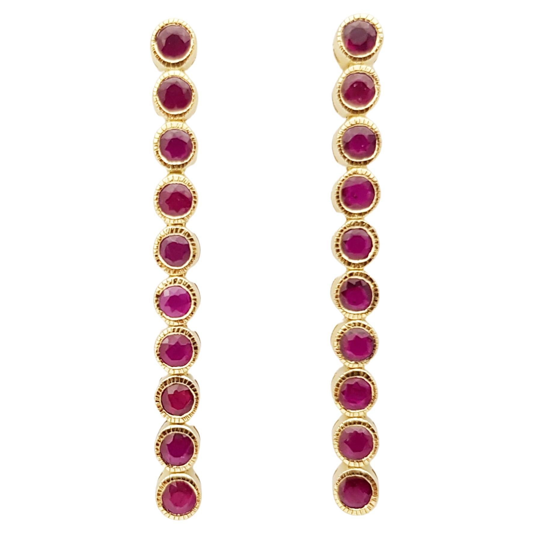 Ruby Earrings Set in 18 Karat Gold Settings For Sale