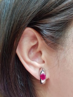 Ruby Earrings Set in 18 Karat White Gold Settings