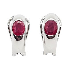 Ruby Earrings Set in 18 Karat White Gold Settings