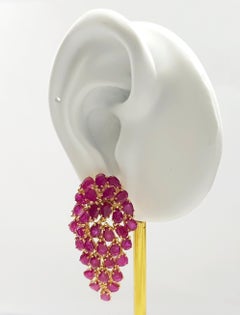 Ruby Earrings set in 18K Gold Settings