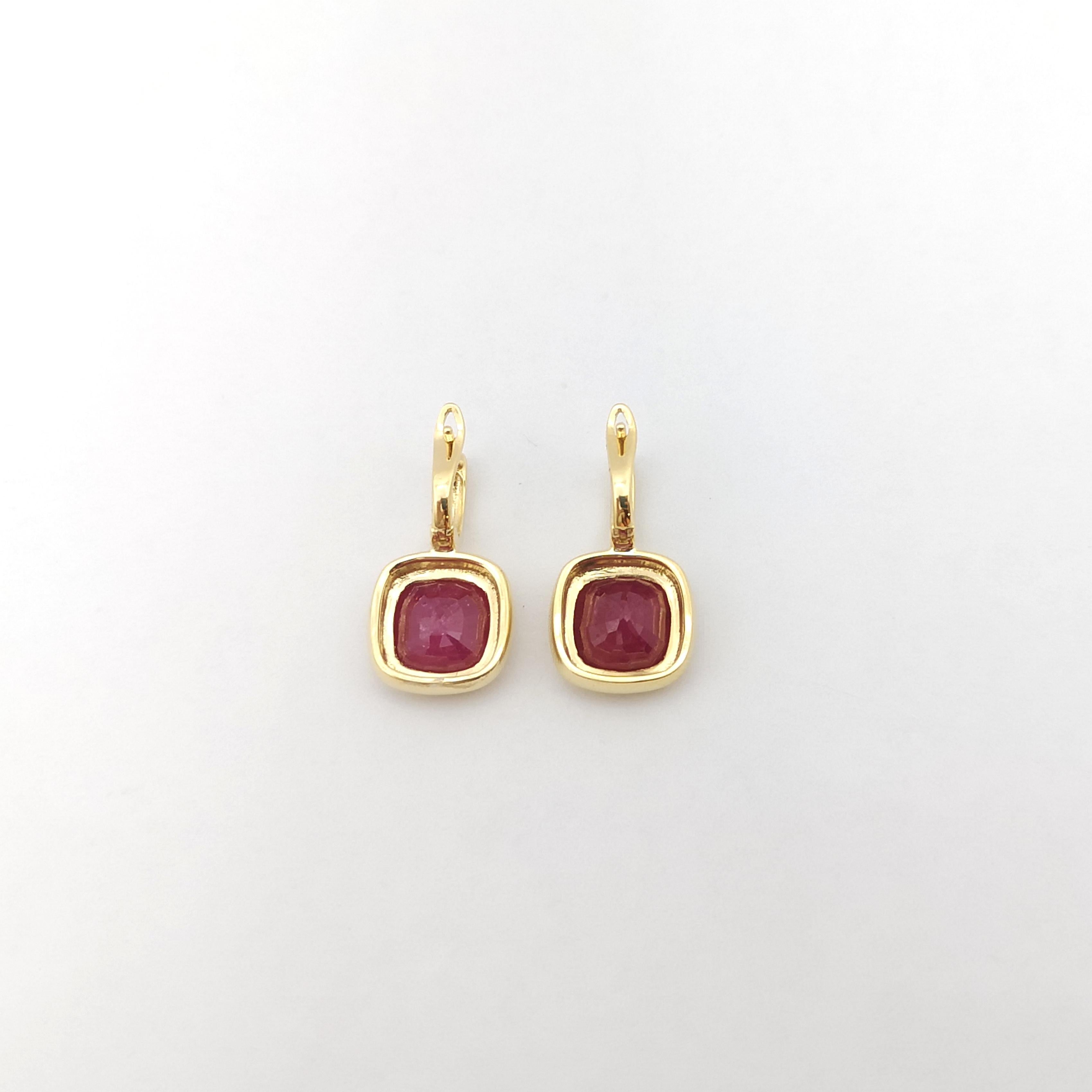 Women's Ruby Earrings set in 18K Gold Settings For Sale