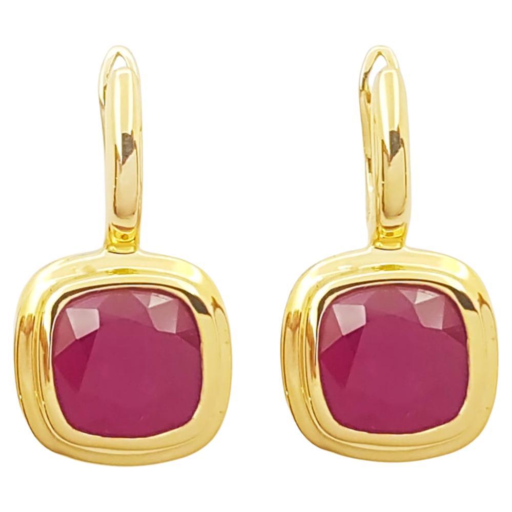 Ruby Earrings set in 18K Gold Settings