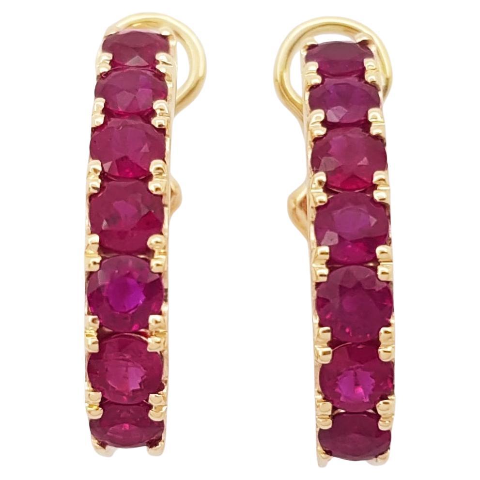 Ruby Earrings set in 18K Gold Settings