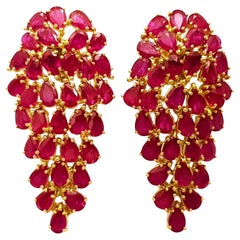 Ruby Earrings set in 18K Gold Settings