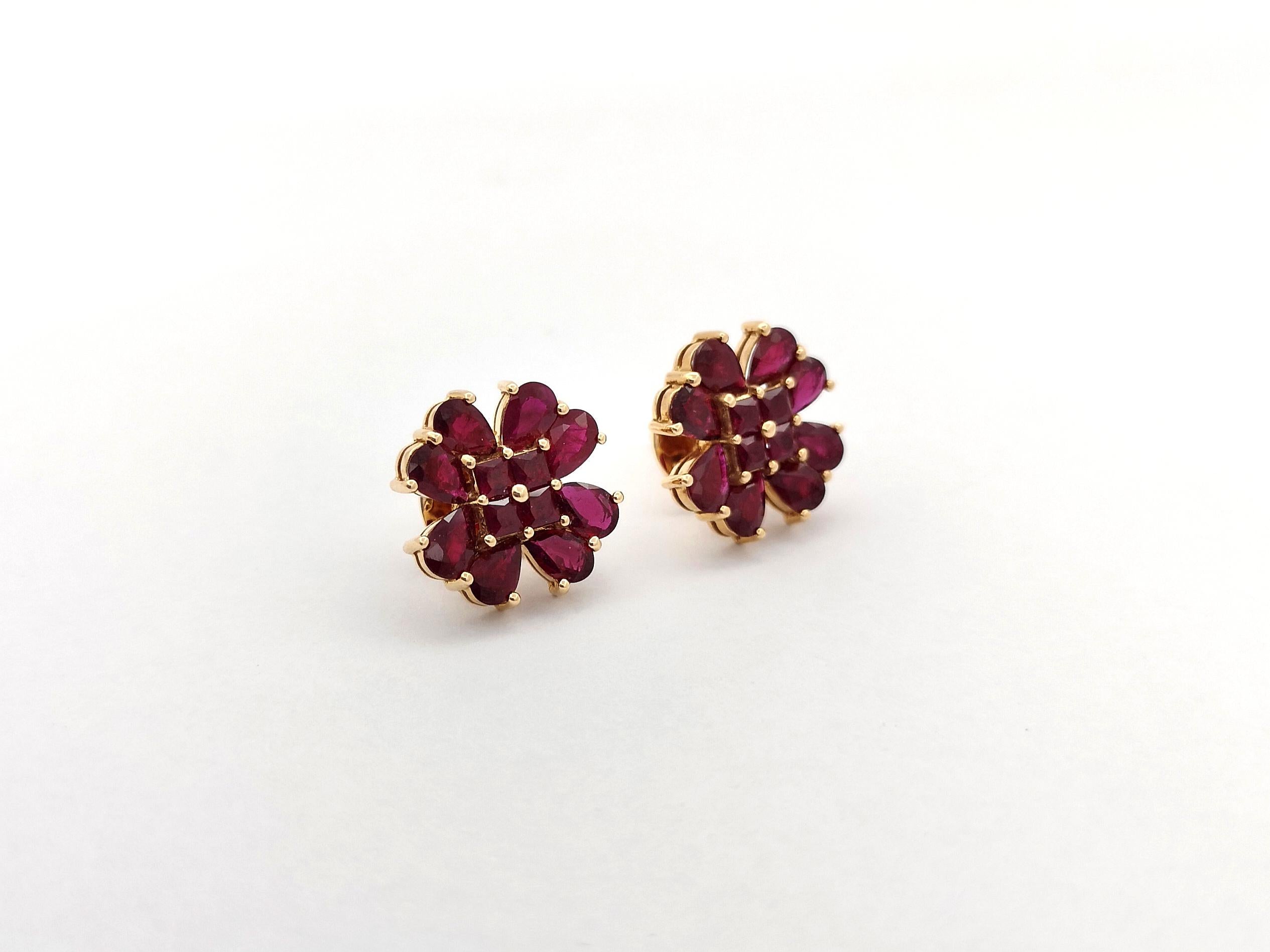 Ruby Earrings set in 18K Rose Gold Settings For Sale 3