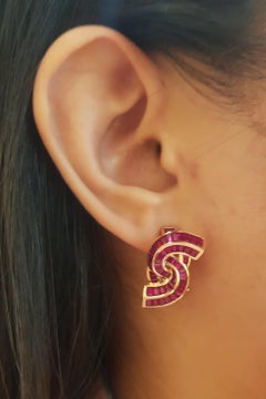 Ruby Earrings set in 18K Rose Gold Settings