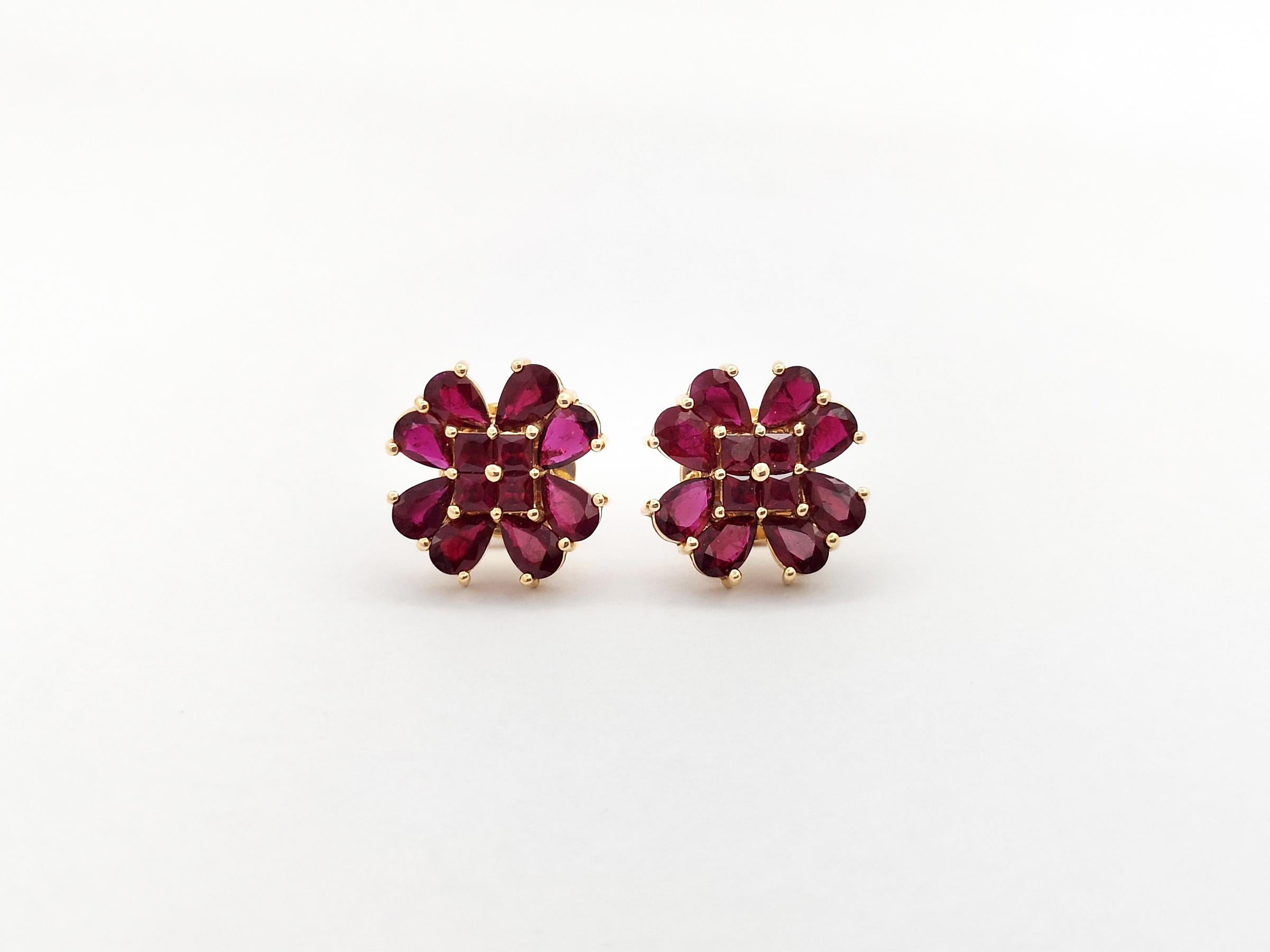 Contemporary Ruby Earrings set in 18K Rose Gold Settings For Sale