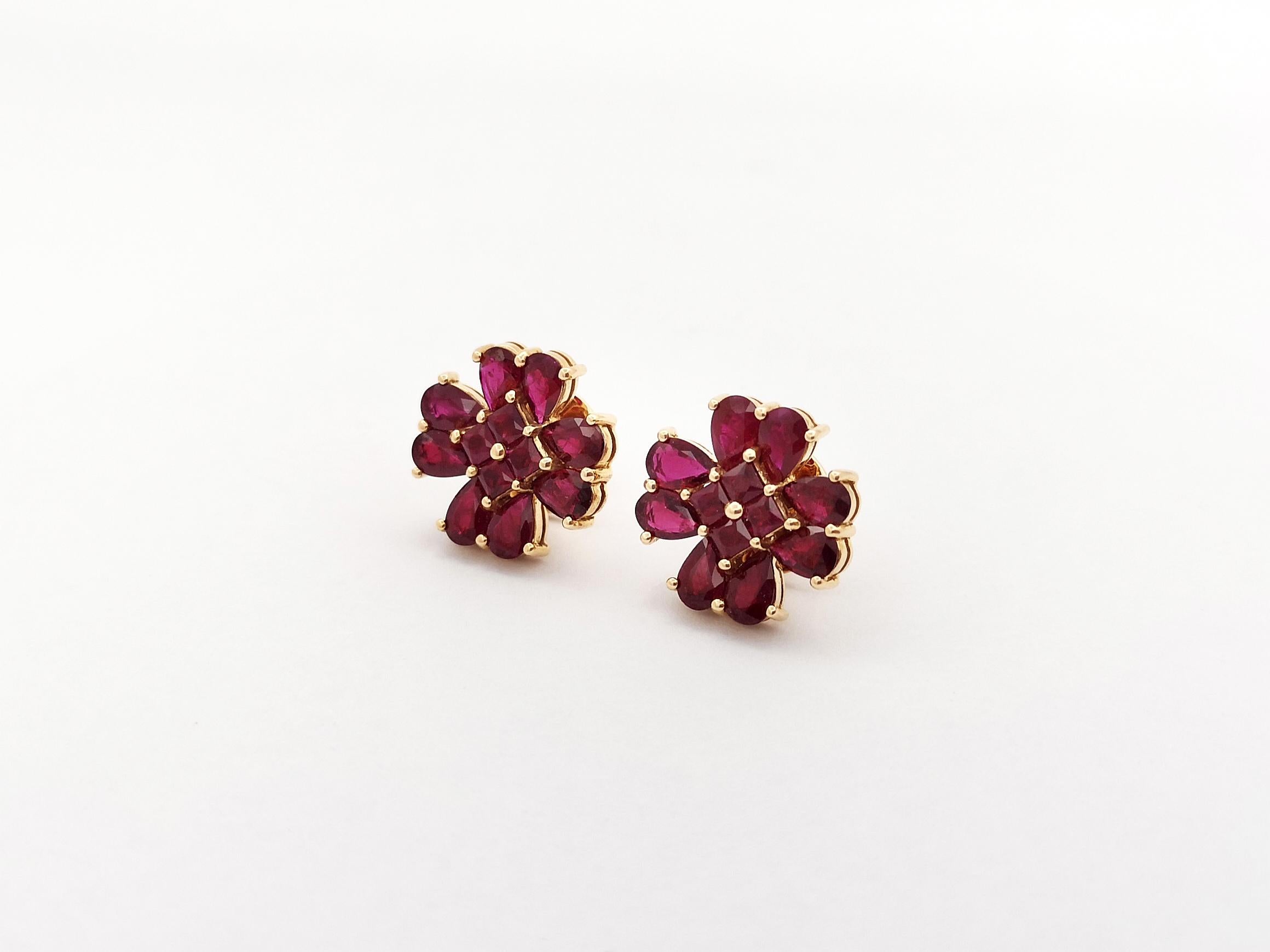 Women's Ruby Earrings set in 18K Rose Gold Settings For Sale