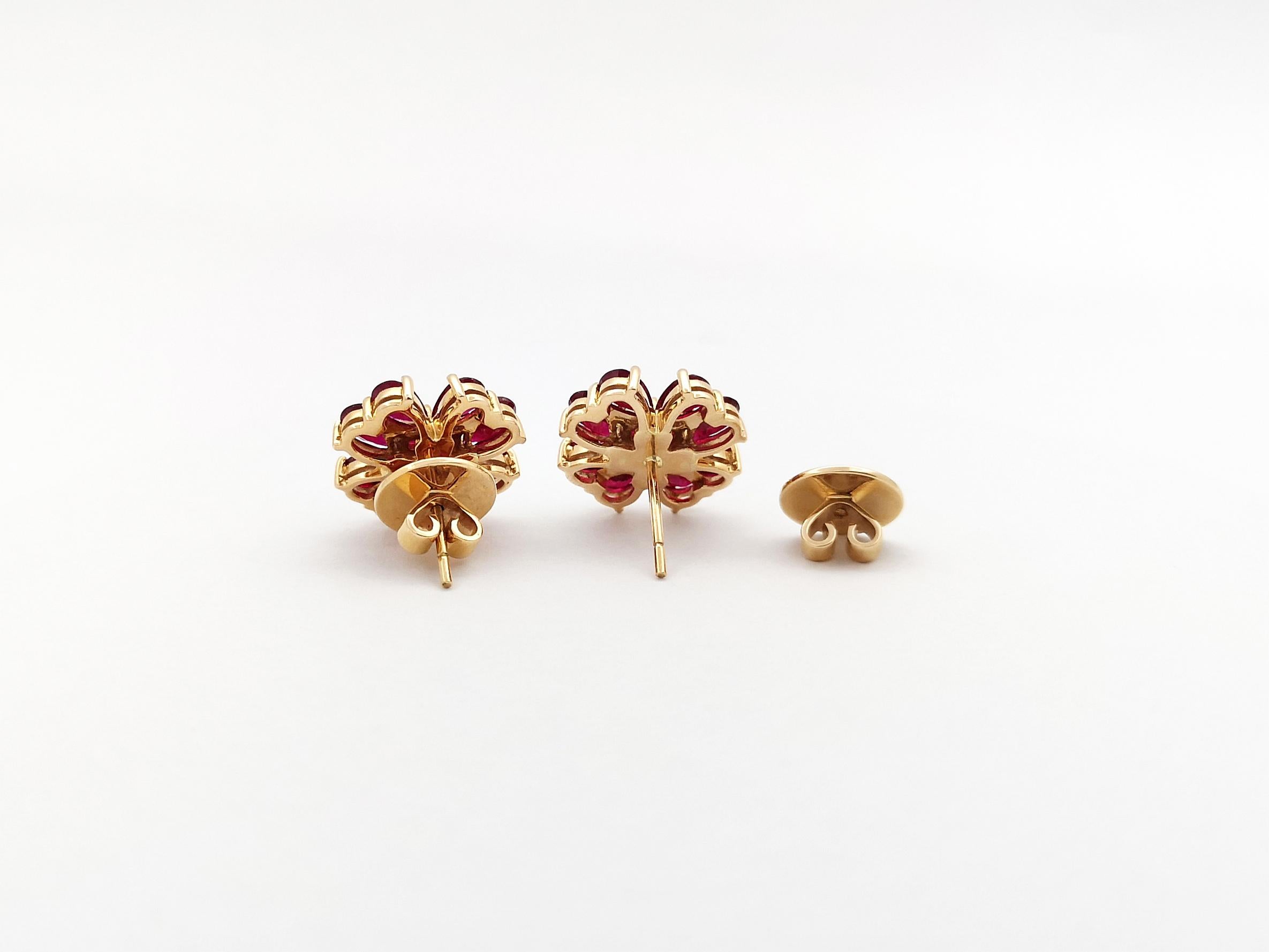 Ruby Earrings set in 18K Rose Gold Settings For Sale 2