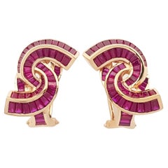 Boucles d'oreilles rubis montées sur or rose 18 carats