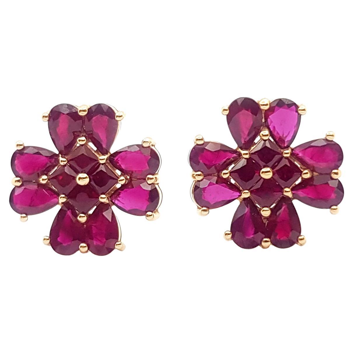Ruby Earrings set in 18K Rose Gold Settings For Sale