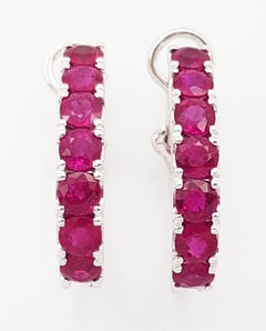 Ruby Earrings set in 18K White Gold Settings