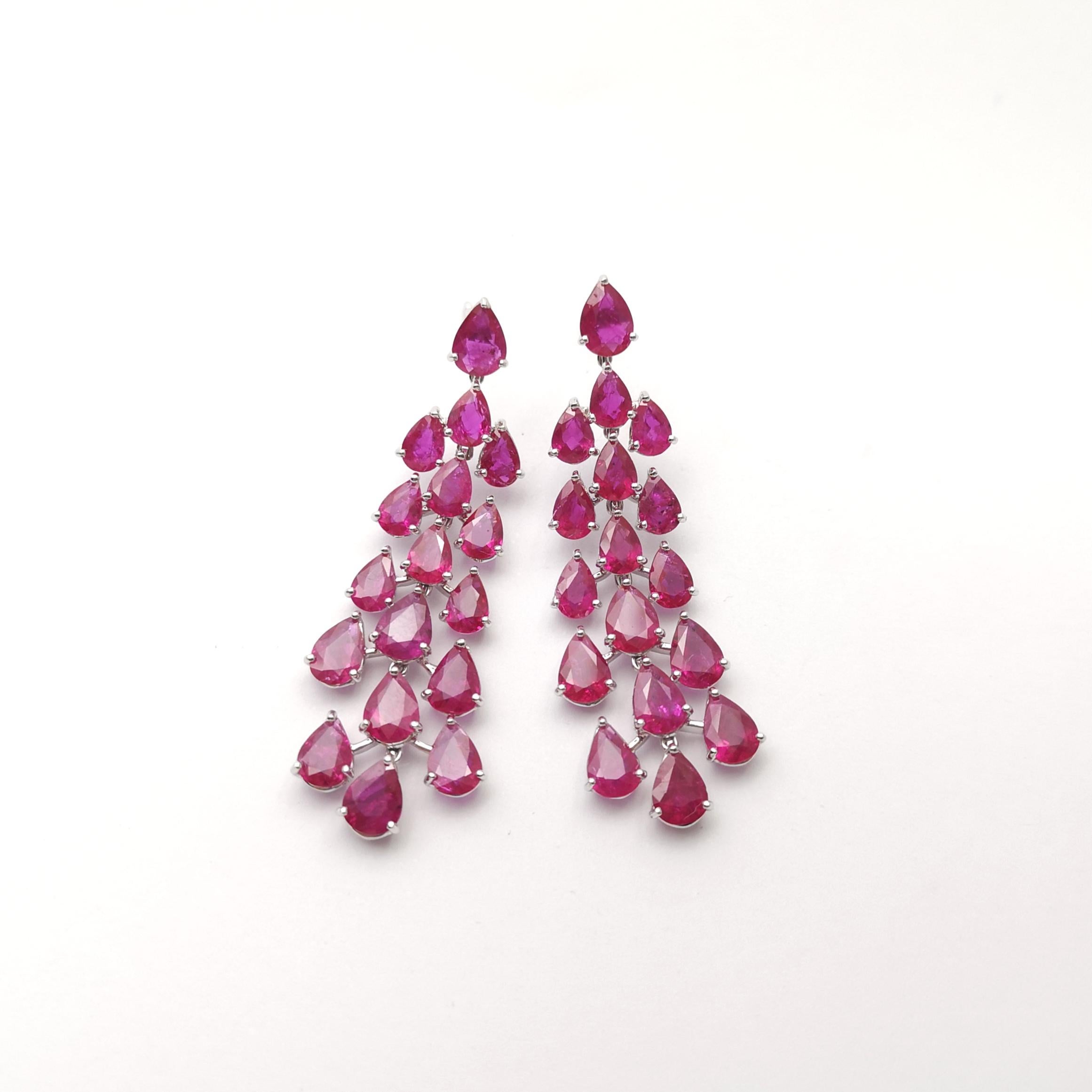 Ohrringe mit Rubin und Rubin in 18 Karat Weißgold gefasst Damen im Angebot